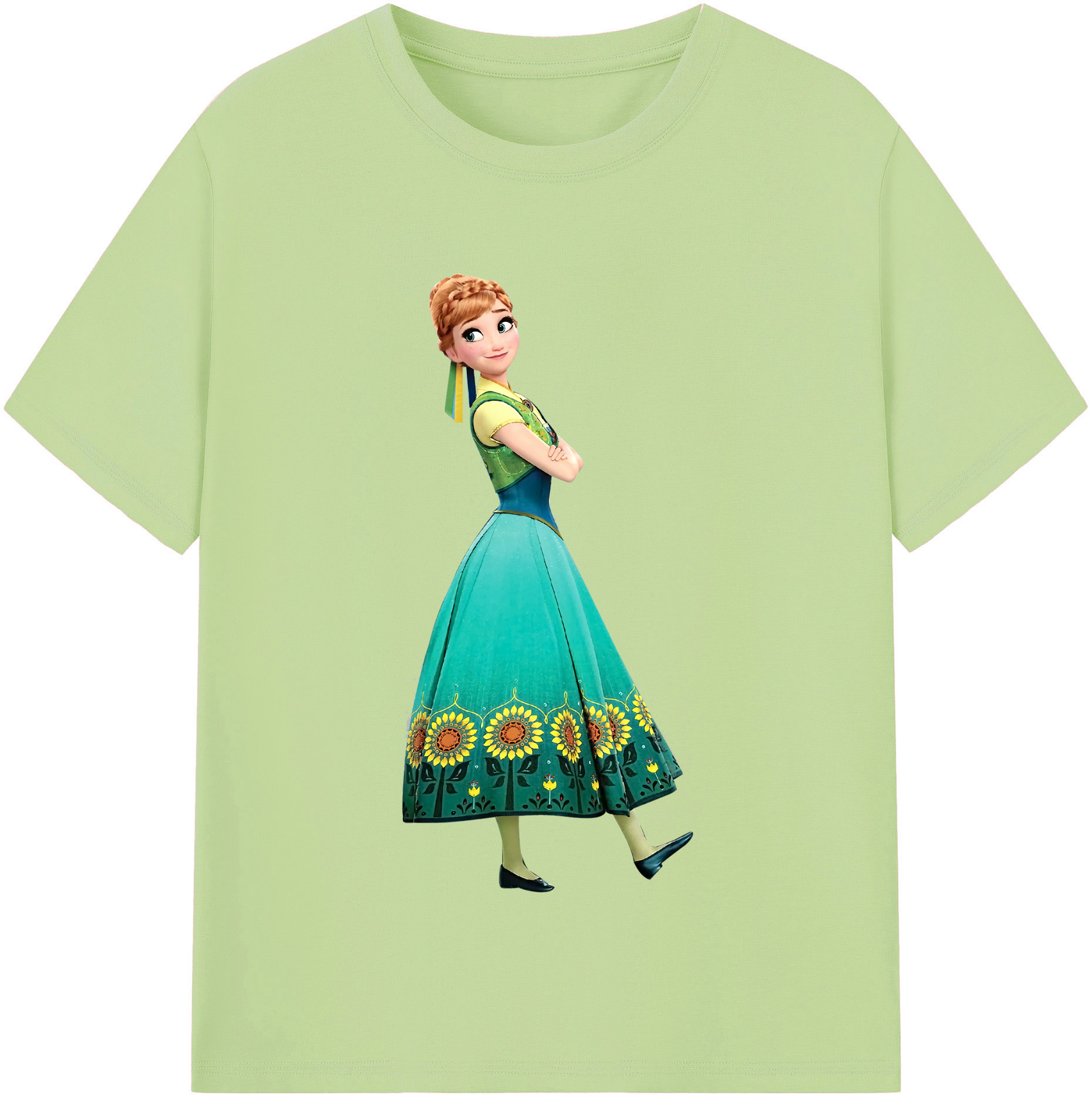 （画像用） アナと雪の女王 アンナ エルサ Frozen Anna Elsa 綿100％半袖Tシャツ（フロントプリント）